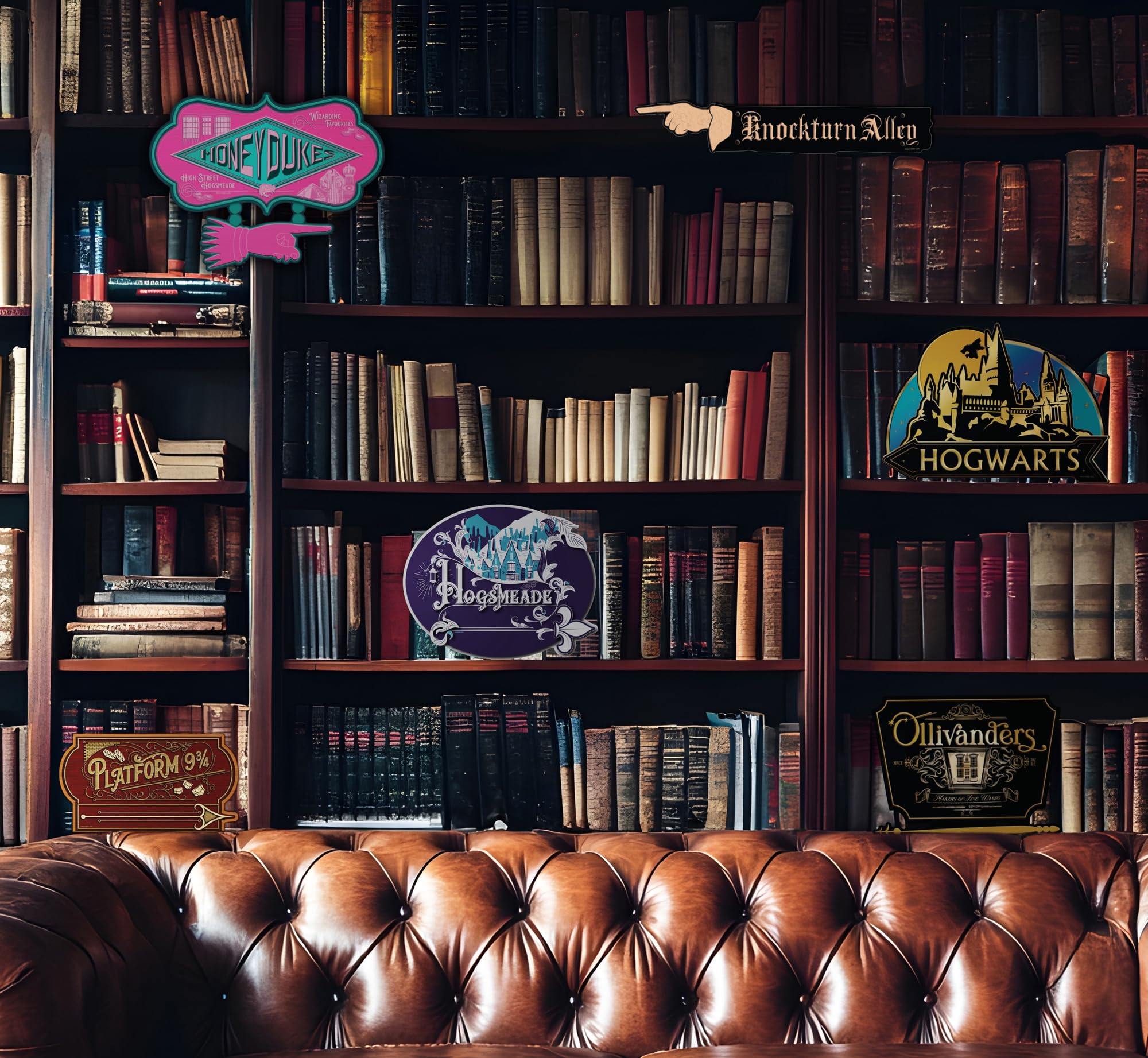 Conquest Journals Harry Potter Wizarding World Directional Sign Set, Officially Licensed, 12 Pieces, 10 6'' x 9'' Location Signs & 2 48'' Posts, Cardstock, Party Decorations or Home Decor - Image 8