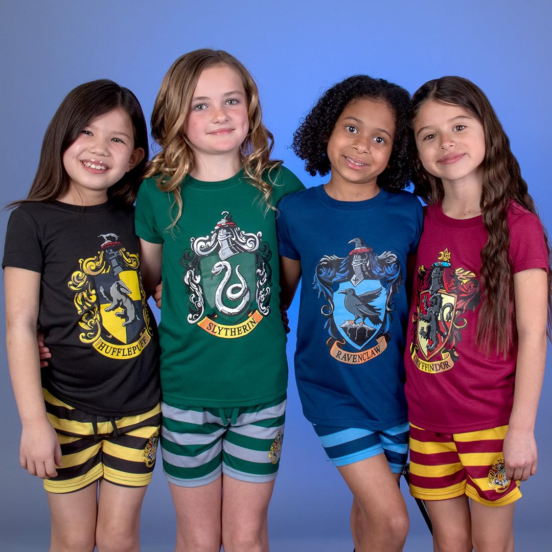 Harry Potter Girls' Hogwarts Castle Shirt and Shorts Sleepwear Pajama Set - All 4 Houses Available - Image 3
