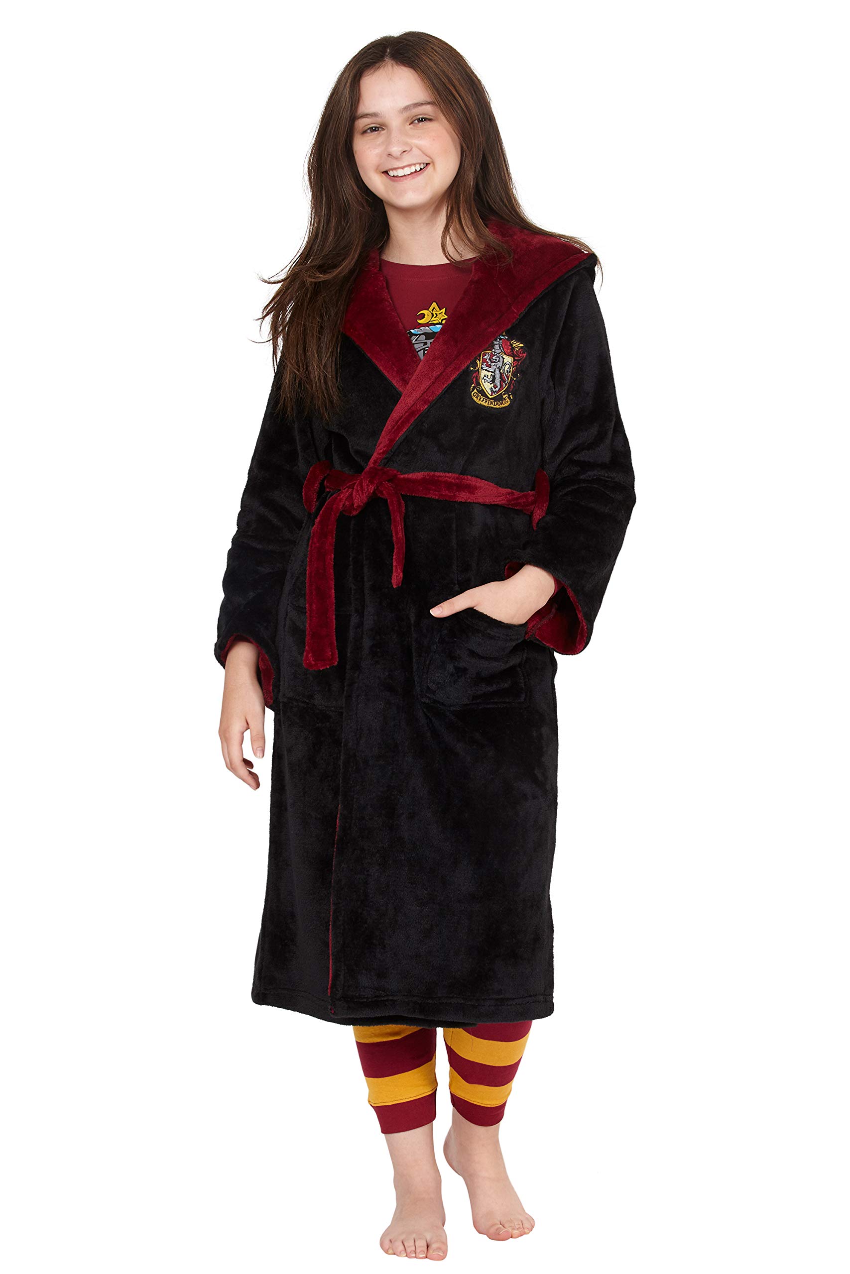 Harry Potter Hogwarts Houses Girl's Fleece Robe Pajama Lounge - Gryffindor Hufflepuff Slytherin Ravenclaw - Image 4