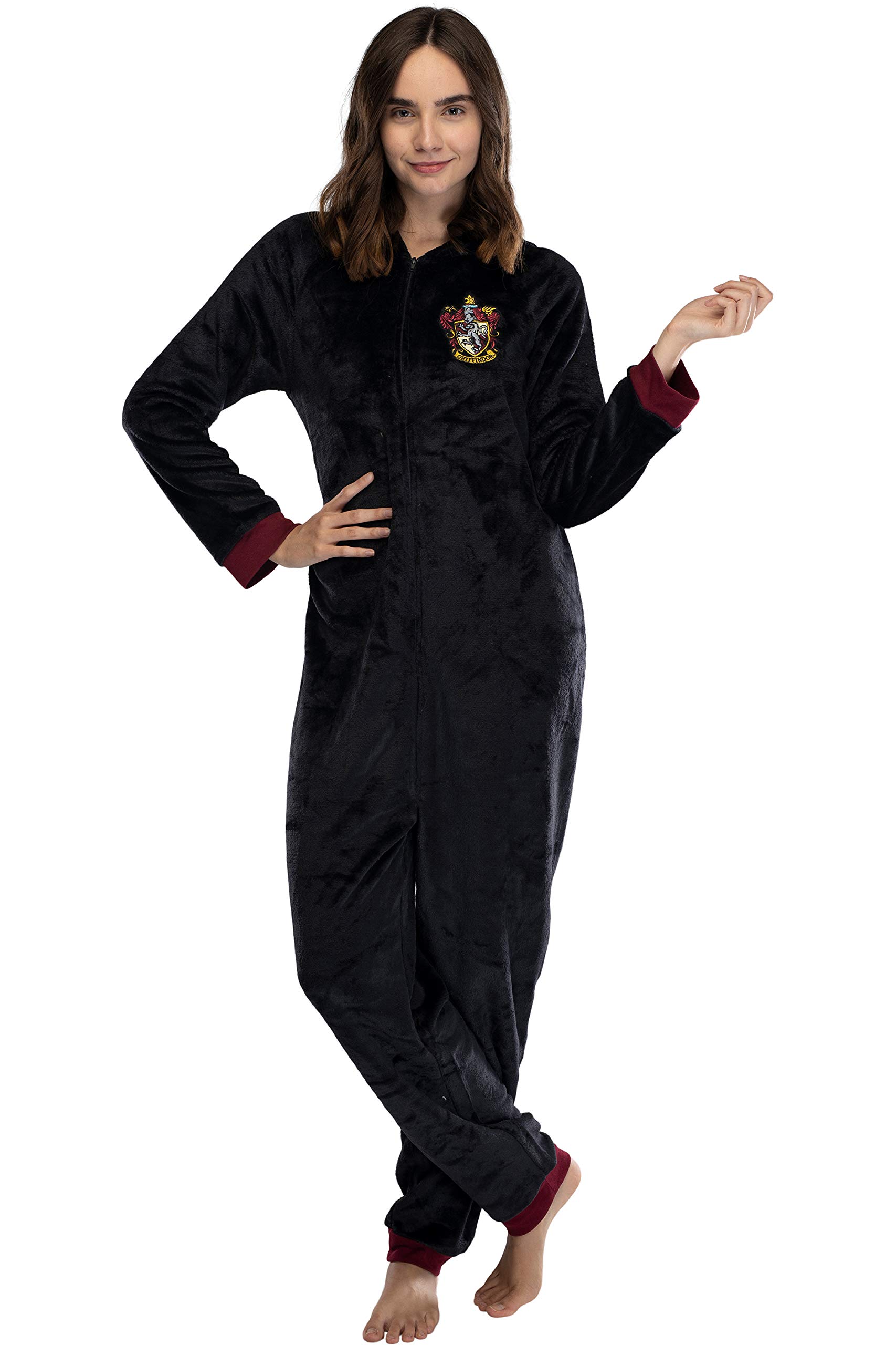 Harry Potter Juniors' Hooded One-Piece Pajama Union Suit - All 4 Houses Gryffindor, Slytherin, Ravenclaw, Hufflepuff - Image 3