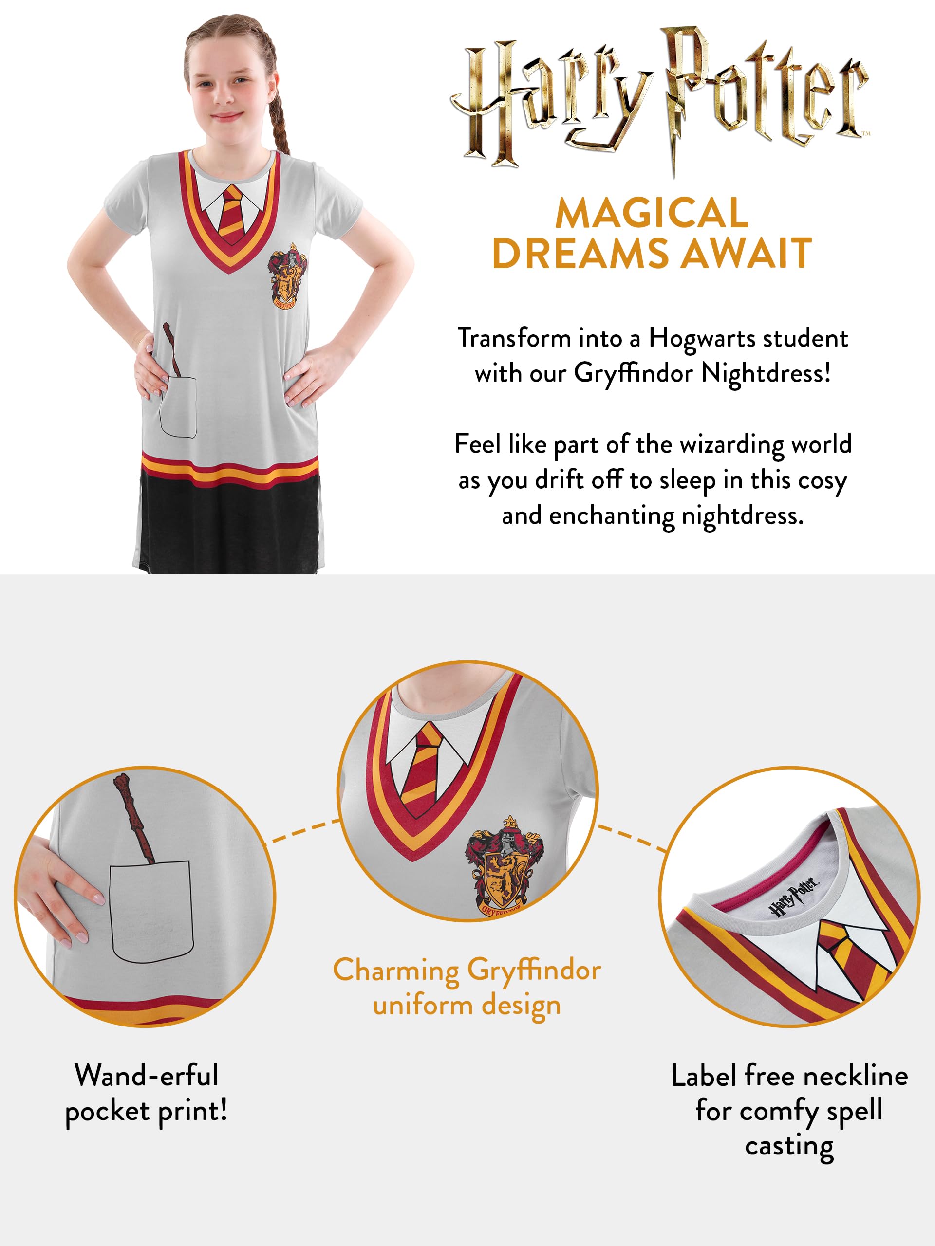 Harry Potter Nightgown | Hogwarts Girls Nightgowns | Gryffindor Girls' Sleepwear - Image 4
