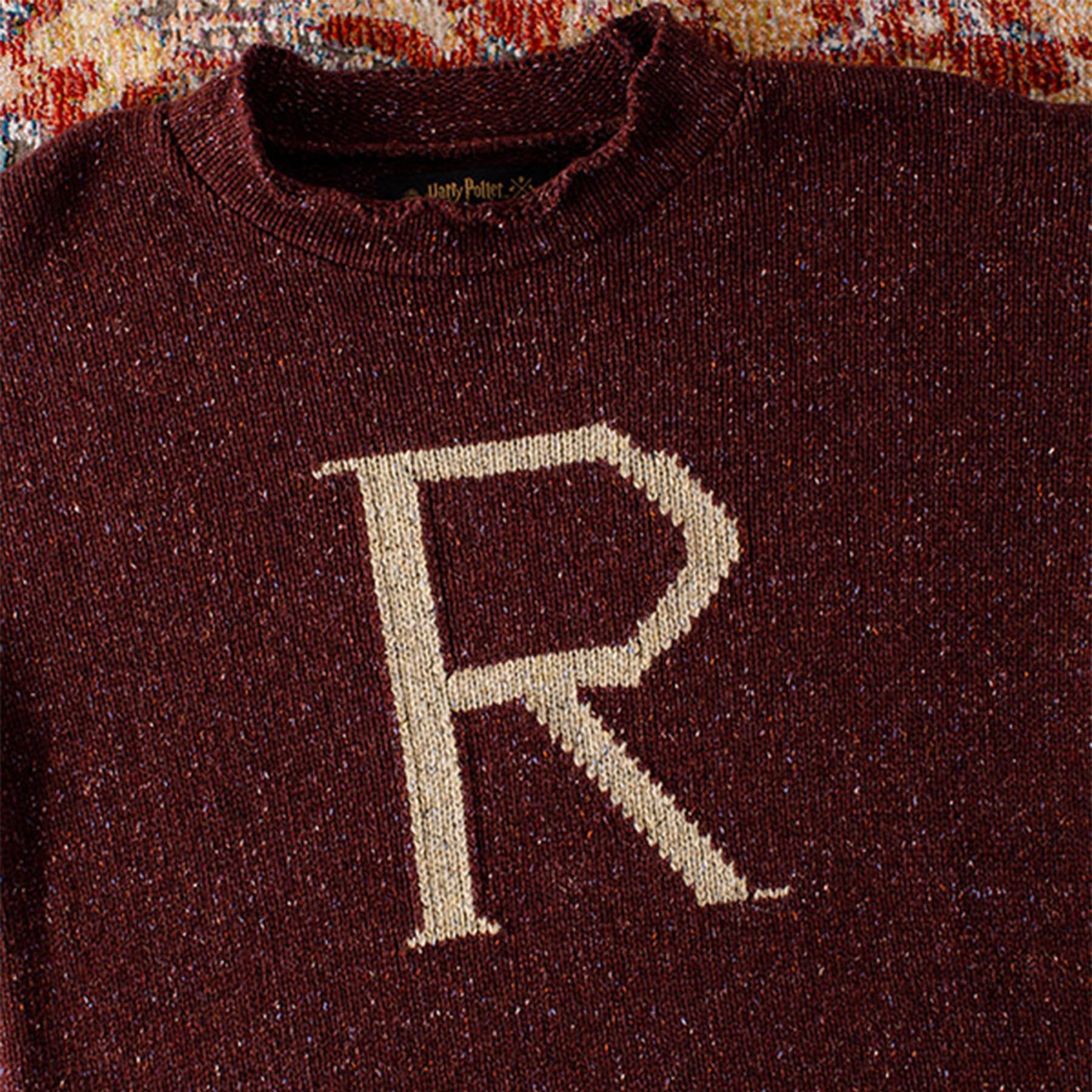 Harry Potter Ron Weasley ‘R’ Sweater - Adult Replica Knit Jumper - Burgundy - Costume & Collectible Gift - Image 3