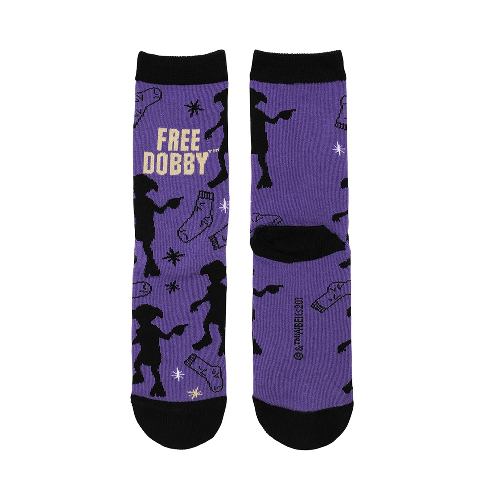 Harry Potter Themed Socks - 3-Pack Dobby Designs, White/Grey/Purple - Casual Crew Socks - Image 4