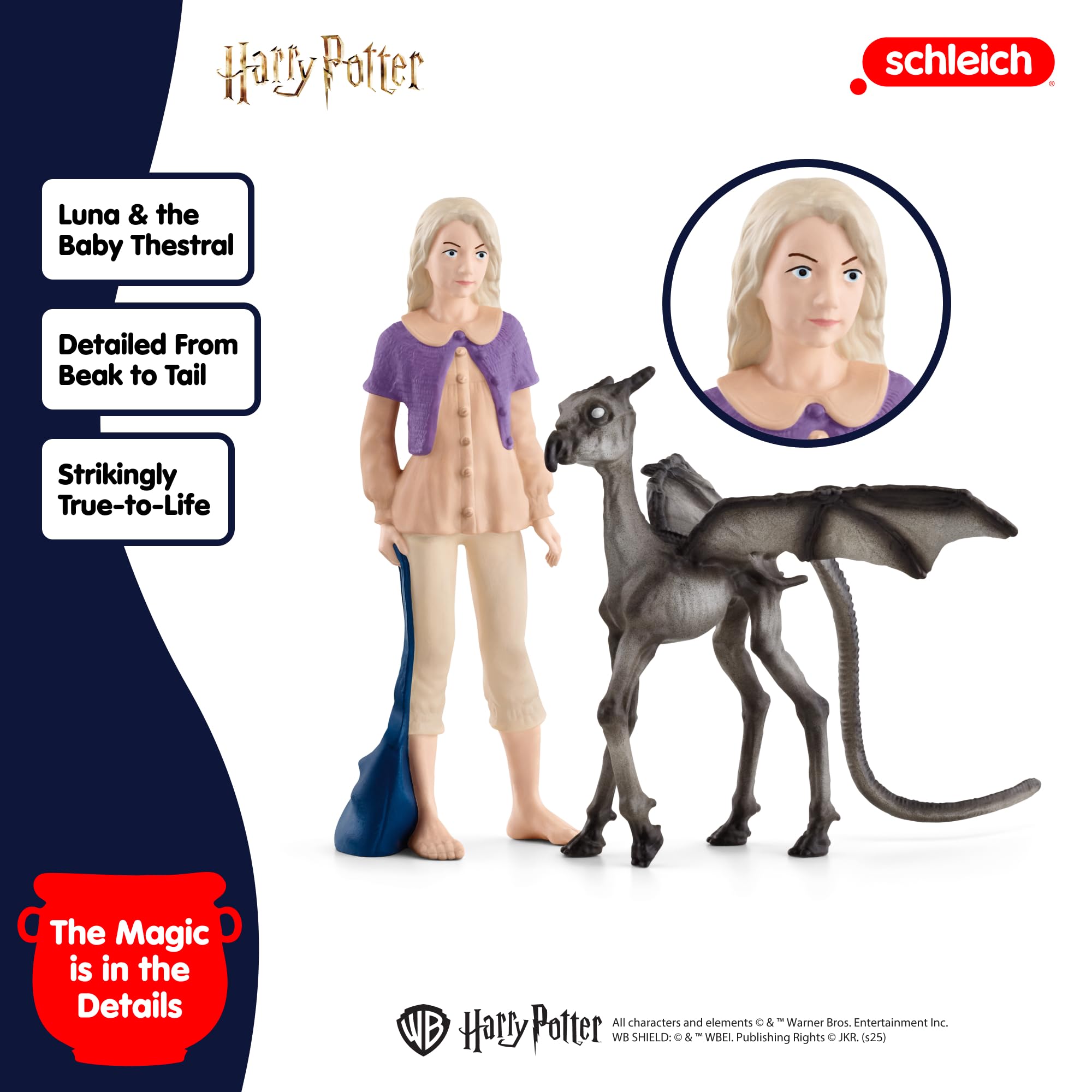 Schleich Harry Potter - Luna Lovegood and Baby Thestral Figurines - 2 PC Harry Potter Set - Wizarding World Collectible Figures for Kids and Adults - Toys for Ages 6+ | 42636 - Image 3