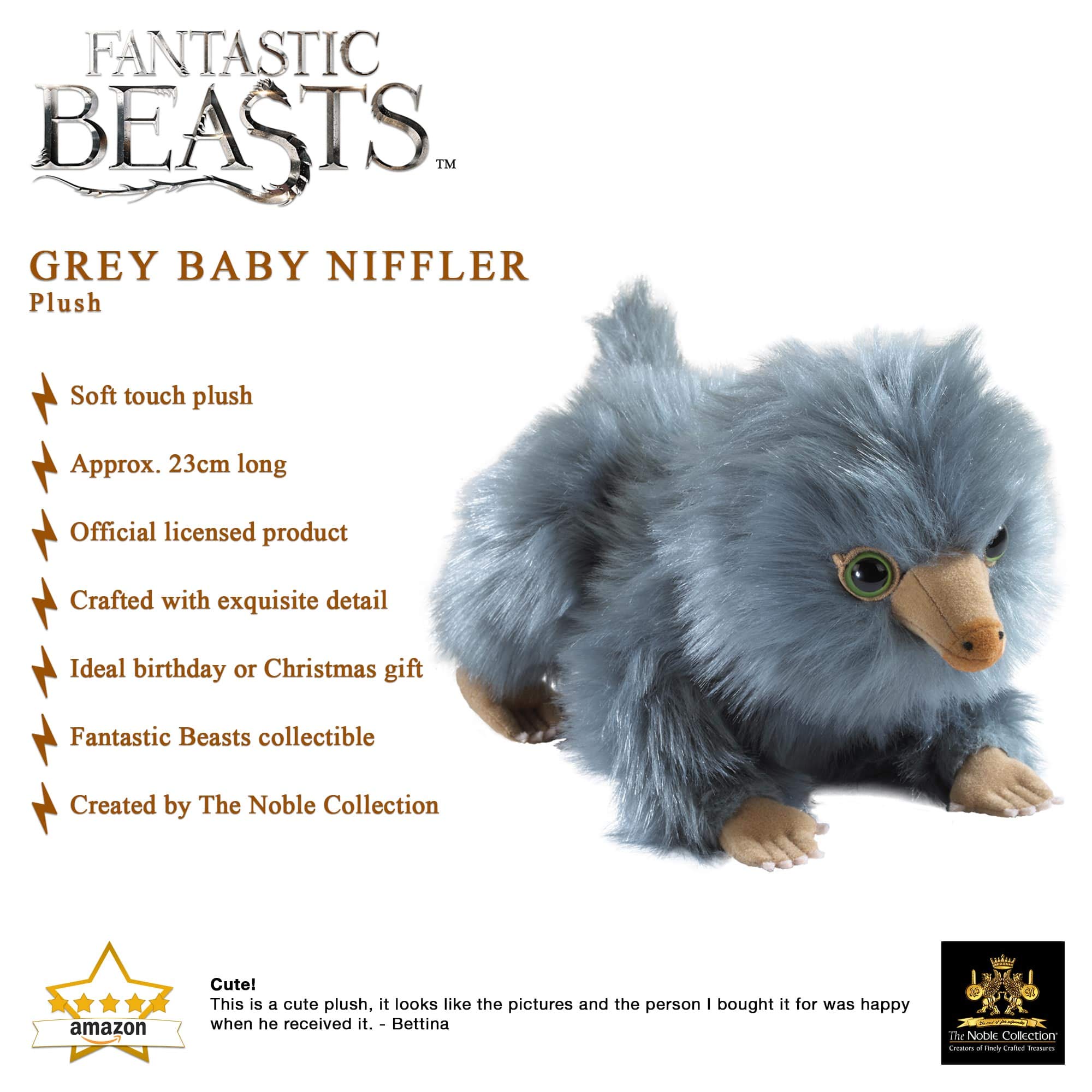 The Noble Collection Fantastic Beasts Baby Niffler Plush - Gray - Image 3