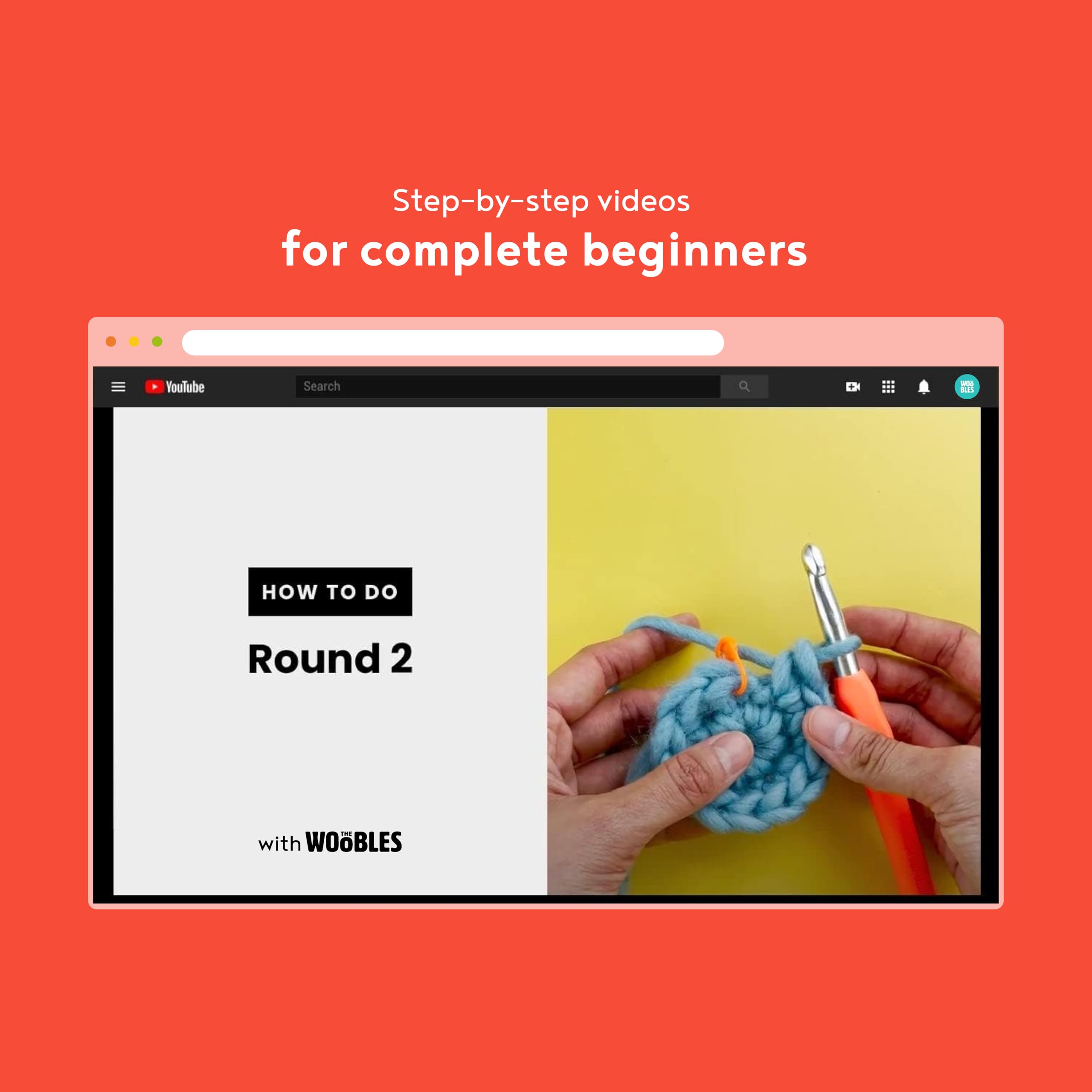 The Woobles Hello Kitty Crochet Kit - Beginners Wooble Crochet Animal Kit Crafts with Easy Peasy Yarn as seen on Shark Tank - with Step-by-Step Video Tutorials (Keroppi) - Image 4