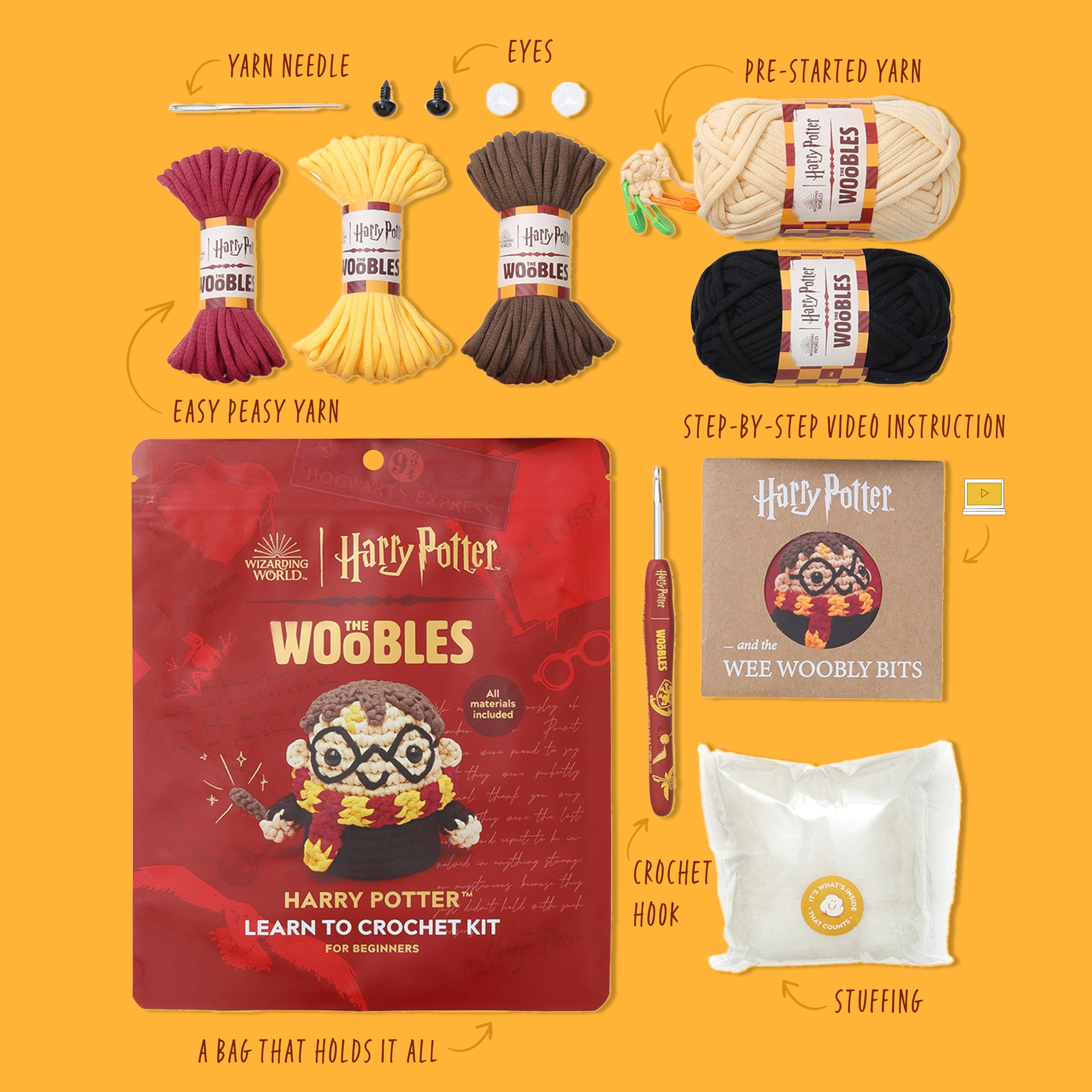 The Woobles Hello Kitty Crochet Kit - Beginners Wooble Crochet Animal Kit Crafts with Easy Peasy Yarn as seen on Shark Tank - with Step-by-Step Video Tutorials (Keroppi) - Image 5